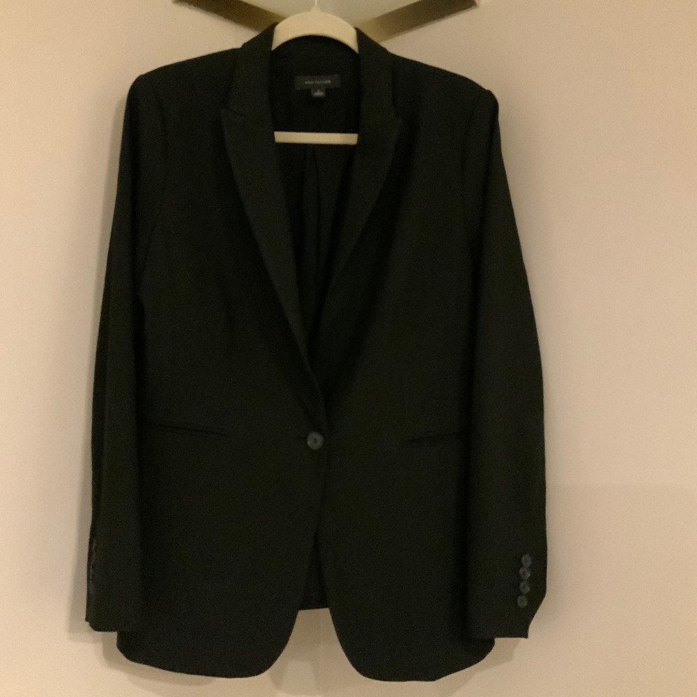 Ann Taylor Black 10 One button Blazer Quality Monochrome Minimalist Officecore